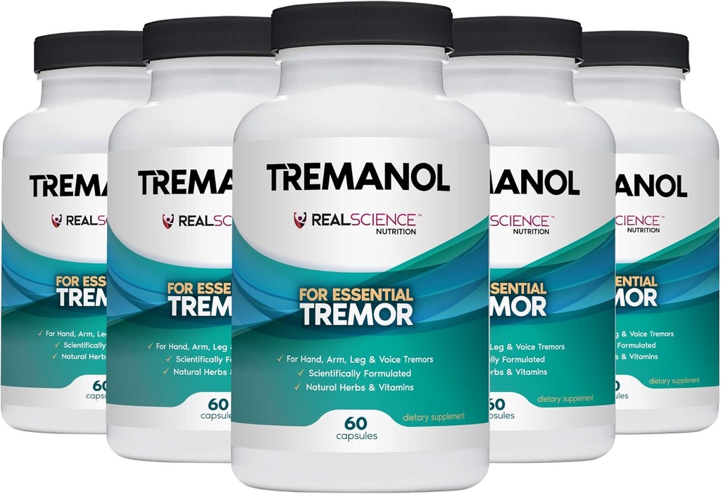 Tremanol – Confezione da 5 - Aiuti naturali per il Tremor Essenziale - Fornisce sollievo per le mani agitate, il braccio, la gamba, e i ripetitori vocali