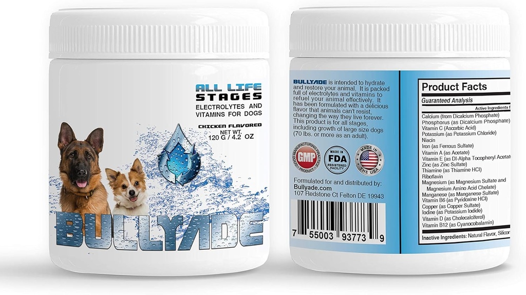 Integratore di cani naturale con 18 vitamine e minerali. Miscela con acqua o cibo. (Pollo)