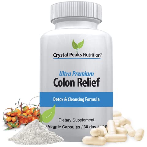 Pulitore naturale capsule per il sollievo dalla costipazione e Detox Gut Cleanse - Cascara Sagrada, Psyllium Husk & Bentonite (60 capsule)