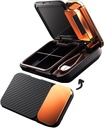 MURRI&MURRDI Pill Organizer e Crusher, Portable Pill Splitter and Cutter, Medicine Case 4 Cells Vitamin Dispenser Holder (D Black)