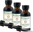 Dr. Clark Lugol’s Iodine 2% Soluzione - Aqueous e 2% Granular Iodio - Natural Stomach Relief and Healthcare - 1 fl. Oz con un Dropper 3Pack