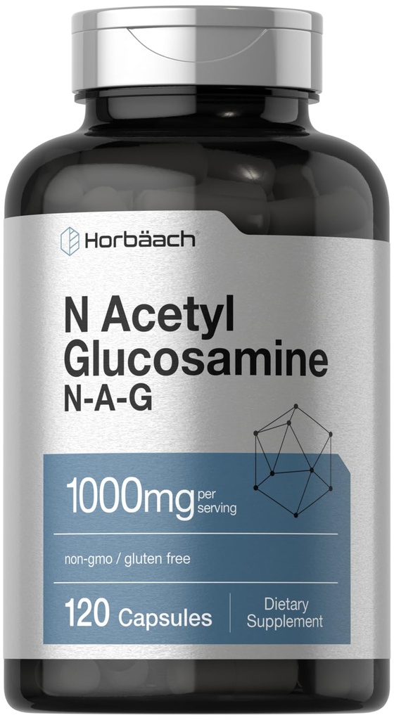 Horbaach N-Acetyl Glucosamine 1000 mg | 120 capsule | Pillole Supplemento N-A-G | Non-GMO & Gluten Free