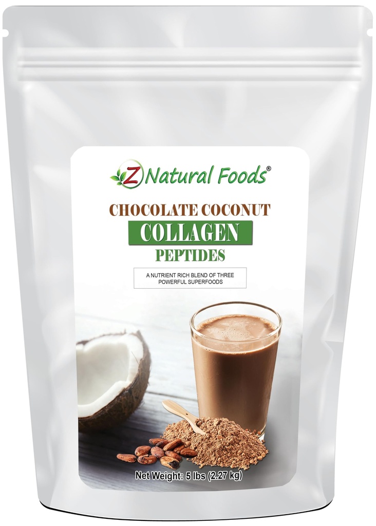 Peptidi di collagene di cioccolato realizzati con polvere di latte di cocco - 5 lb - Gusto delizioso + Zucchero Zero - Collage idrolizzato + Cacao biologico + polvere di latte di cocco - Gluten Free & Non OGM