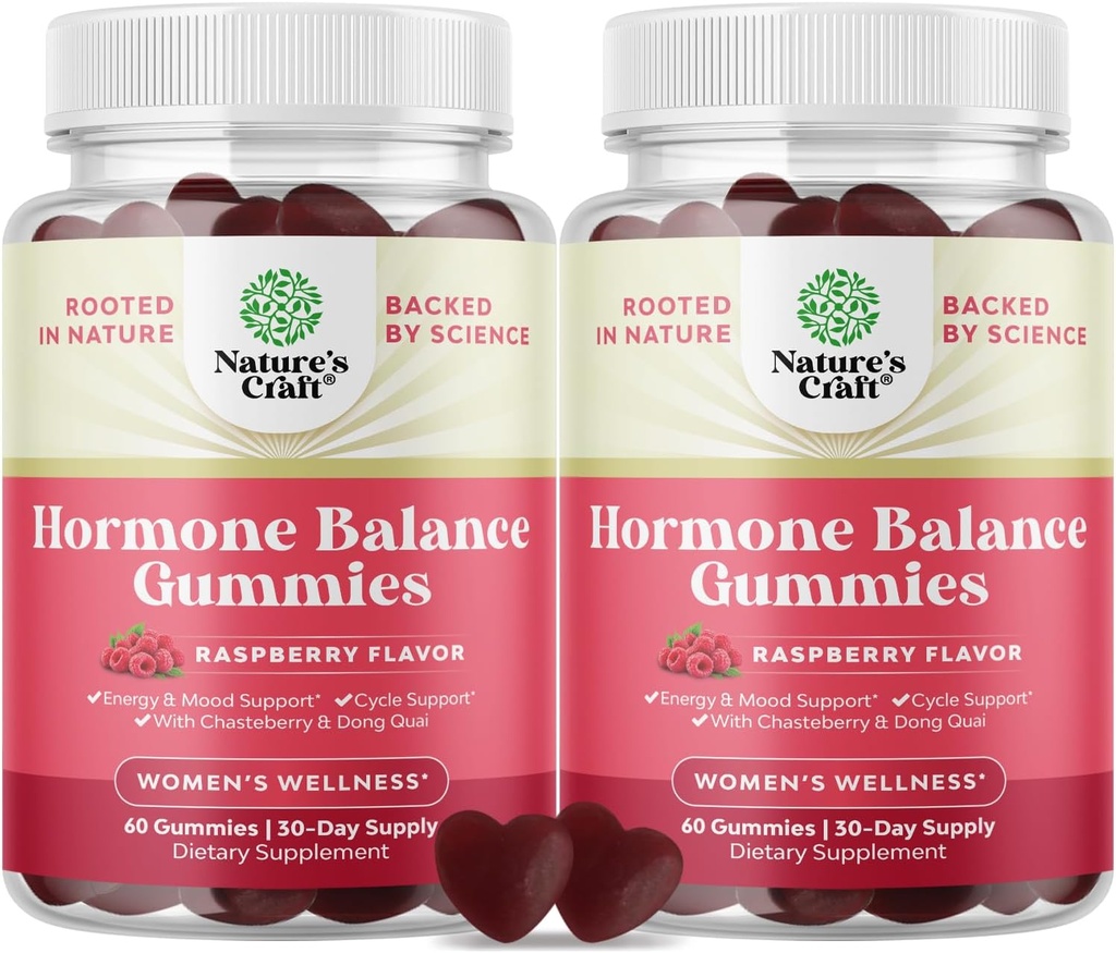 Equilibrio dell'ormone per le donne Gummies di tutte le età - Supplemento di supporto PMS per le donne per regolare il ciclo mestruale e l'equilibrio ormonale Menopause & Mood Swings con vitamina B6 & Dong Quai - 60 Chews - 2 pack