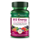Prodotti di purezza B-12 Energy Berry Lemonade Melt w/Super Fruits Methylcobalamin B12 - Vitamine B6, D3, Acido Folico e Biotina - Mecobalactive ad alto assorbimento B 12-30 Compresse di fusione