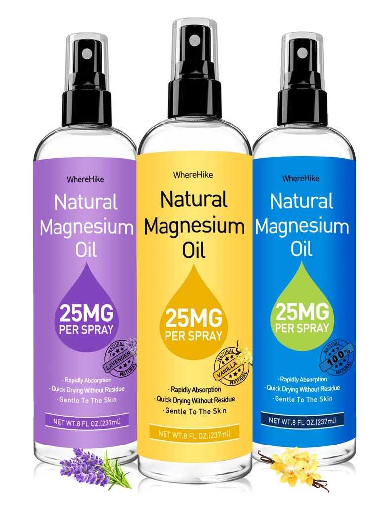 Spruzzo di magnesio, Pure Magnesium Oil Spray per i piedi, Regalo ideale per il rilassamento muscolare&Better sonno, assorbimento rapido, asciugatura rapida senza Residue-Vanilla