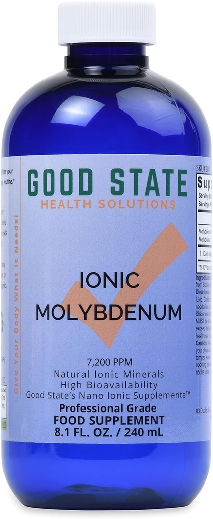 Buon Stato Liquido Ionic Molibdeno (96 porzioni a 2 mg elementare, più 2 mg di acido fulvico - 8 fl oz)