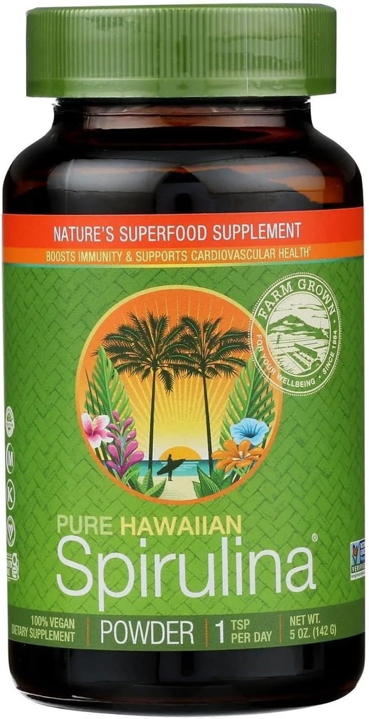 Spirulina naturale Premium Spirulina hawaiana in polvere da Hawaii Vegan, Non OGM, Supporto per l'immunità - Superfood Supplement & Natural Multivitamin, 5 oncia