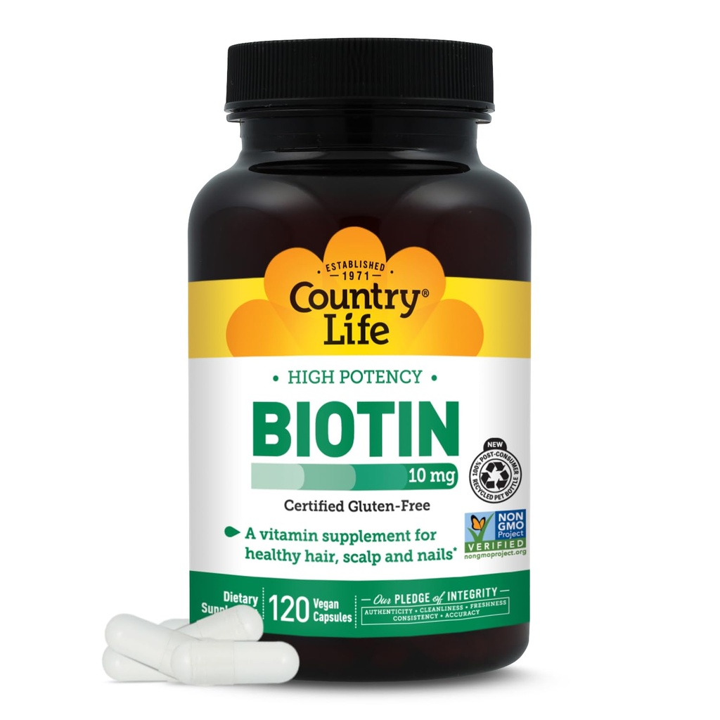 Biotina ad alta potenza 10mg - Integratore Biotina Vegan & Gluten-Free per Pelle & Unghie, Metabolismo Energetico - Capsule Biotin 10000mcg