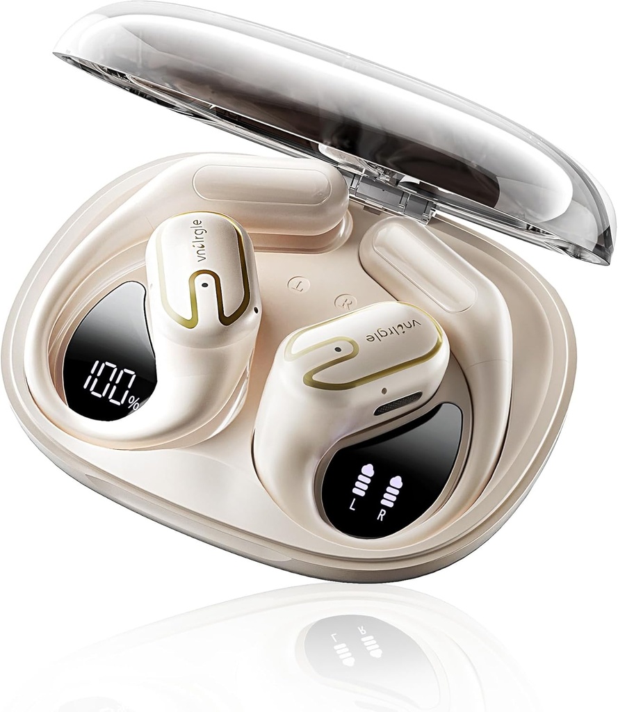 Cuffie auricolari aperte wireless - 5.4 Bluetooth Ear Buds con LED Display digitale IPX7 Impermeabile, cuffie senza fili Touch Control Air Conduction Stereo Sound con driver 18.2mm 80H Playtime