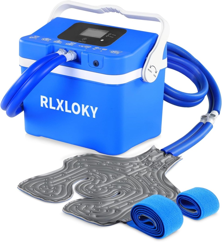 Unità di Terapia Fredda per Rilievo Dolore,Sistema di Terapia Fresca con Gelato Universale per Ginocchiera, Caviglia, Spalla, Schienale,Terapica Ice con Timer Digitale e Velocità di Flusso Ajustable