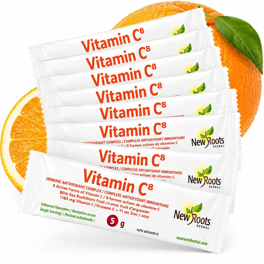Vitamina C8 Sostegno immunitario della polvere (30 Sachets) Bevanda deliziosa con 8 diverse forme di vitamina C, elettroliti, bioflavonoidi e tè verde per l'assorbimento massimo e difesa antiossidante