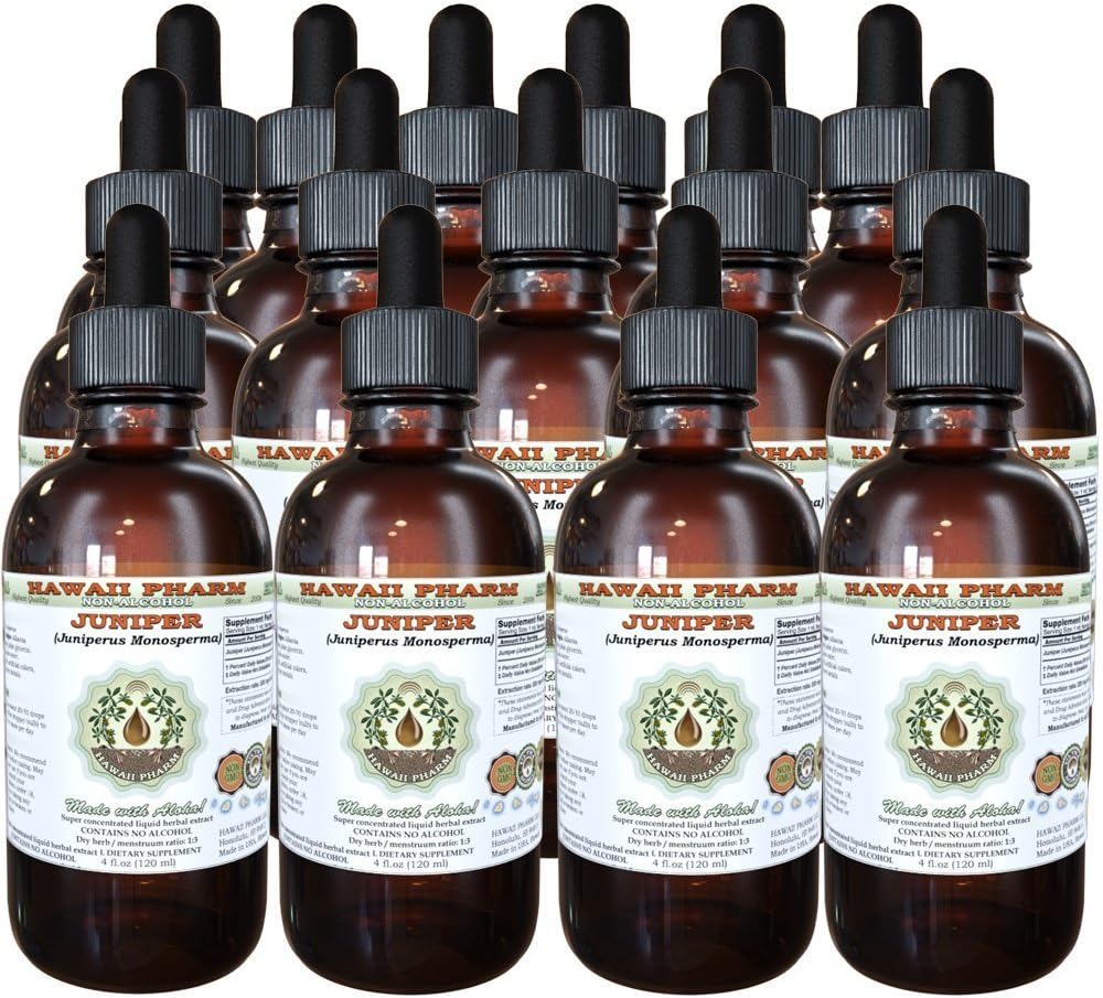 Estratto di liquido privo di alcool di Juniper, Ginepro organico (Juniperus Monosperma) Dried Berry Glycerite Hawaii Pharm Natural Herbal Supplement 15x4 oz