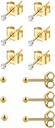 6Pairs 2mm/3mm chirurgici acciaio soluzioni anallergiche Piercing Studs, 20G 14K oro reale riempito piccolo Stud orecchini Set per foro multiplo Piercing (Zirconio cubico, perla, palla)