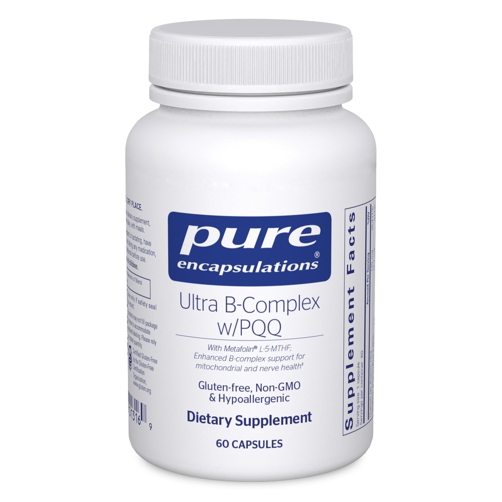 Pure Encapsulations Ultra B-Complex con PQQ | Vitamina B Supplemento al supporto di nervi, cellule, metilazione e salute mitocondriale* | 60 capsule