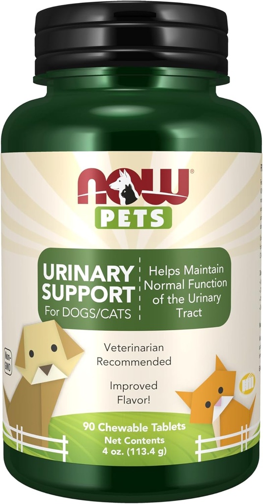 NOW Foods Pet Health, supplemento di supporto urinario, formulato per gatti e cani, certificato NASC, 90 compresse masticabili
