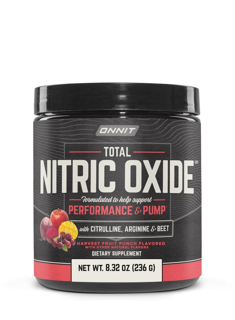 ONNIT Totale Nitric Oxide Esercizio Prestazioni Polvere, IGENTM Non OGM Testato, Frutta Punch Flavor, Caffeina-Free Integratore Dietetico per sostenere la crescita muscolare con NO3-T Arginina Nitrato, 20 Serve