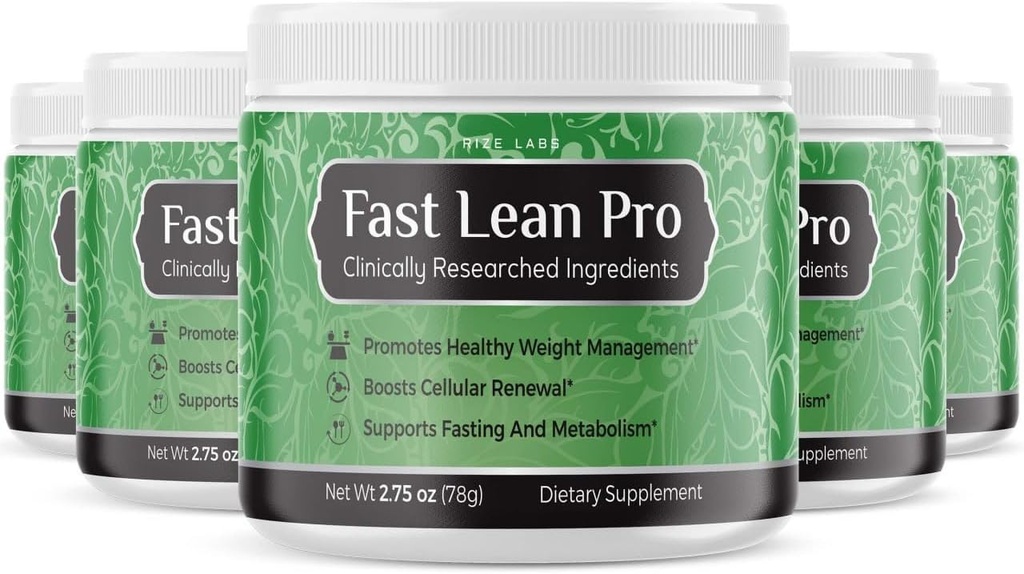 Rize labs Fast Lean Official Pro Advanced Formula Supplement, Hydration BCAA Drink Capsule in un Vaso, Facile da Scoop e Tastes Grande - Confezione da 5 (120 Serve)