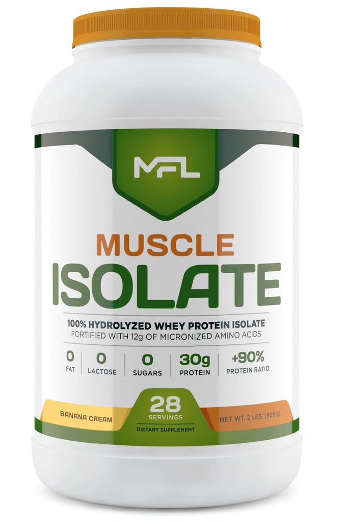 MFL 100% Isolare Protein l 30g di Proteine l 12g Aminoacidi l Keto Friendly l Carbi bassi l 2 lbs. (Banana Cream)