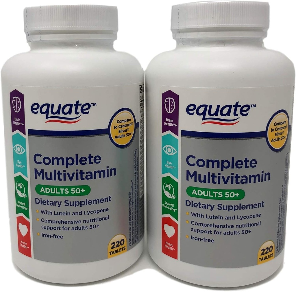 Equate Mature Adult 50+ One Daily Complete Multivitamin Confronta Centrum Silver (220 Ct) ( Confezione di due )