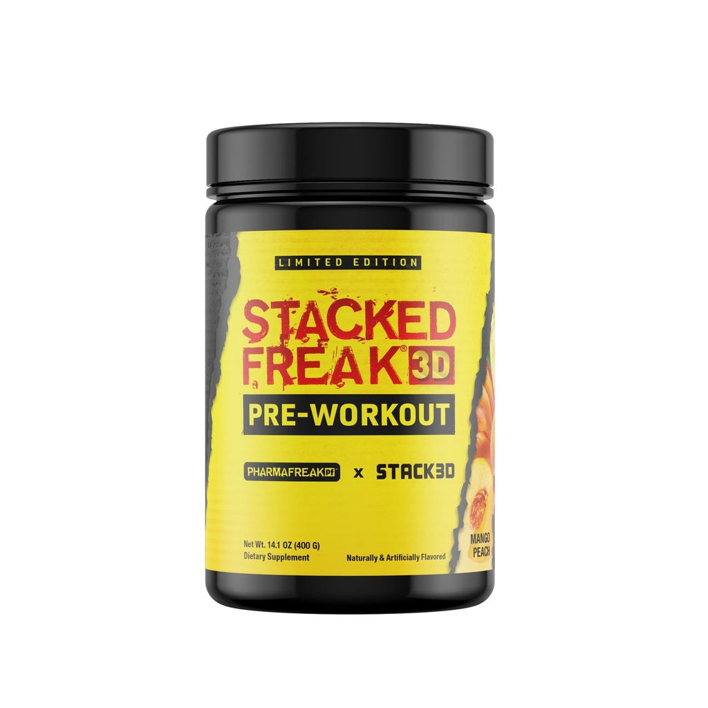 Pharmafreak X Stack3D: Stacked Freak 3D Pre-Workout PWO - Edizione Limitata - Mango Peach - 14.1 oz (400 g)