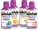 Citrato di Magnesio di Citrato di Calcio Liquido di Bluebonnet Nutrition, Vitamina D3, Bone Salute - Bundle di Arancione, Mirtillo, Limone e Fragola Flavor, 4 Bottiglia di 16 Fl Oz Ogni (64 Fl Oz Totale)