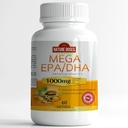 Mega EPA/DHA, Premium Quality 60 softgels, Fish Oil Supplement con EPA & DHA - promuove la salute del cuore e del cervello - Non-GMO - 60 Serve