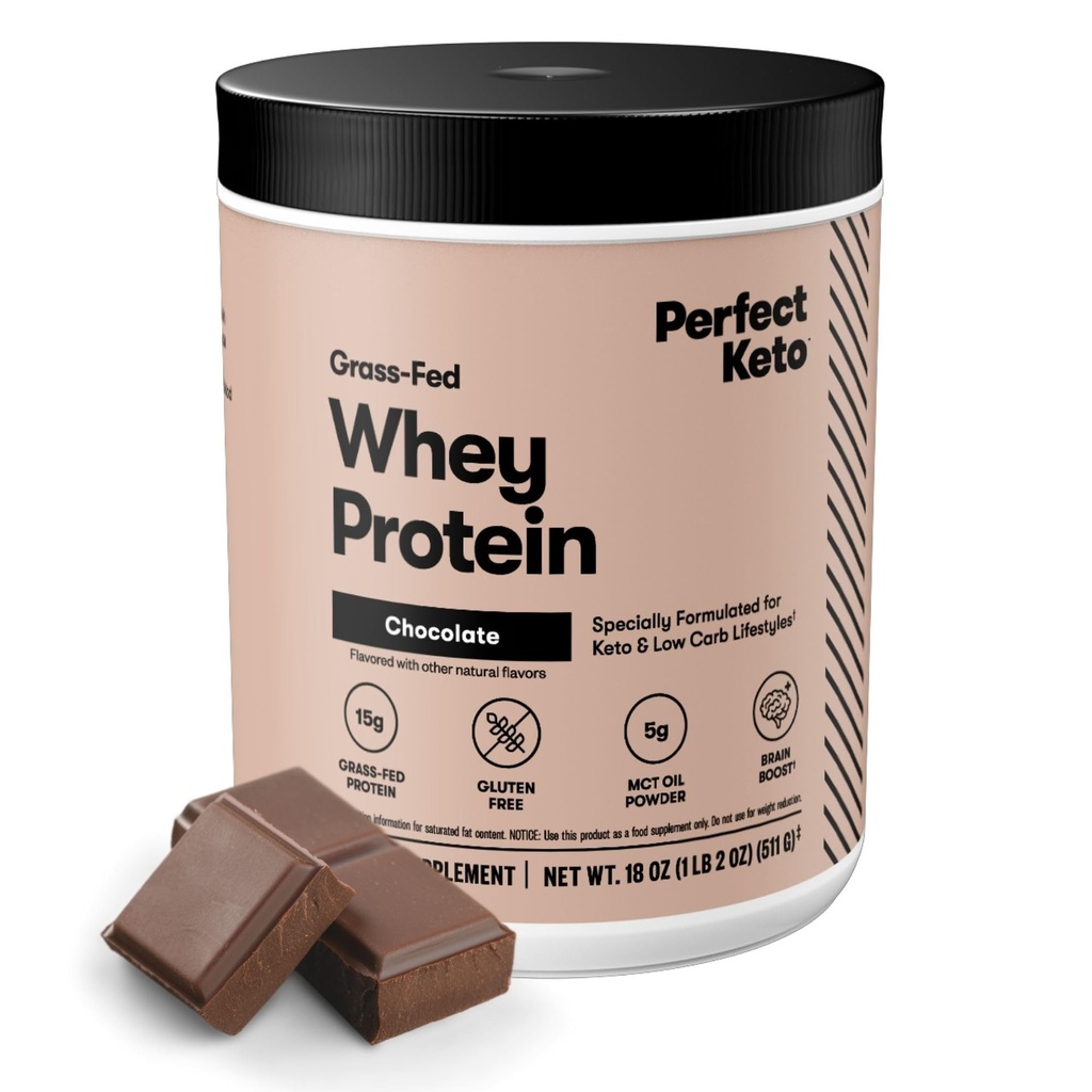 Polvere di proteine del siero di Keto perfetta Isolare Delicious 100% Grass Fed Meal Sostituzione Shake No Artificials, Gluten Free, Soy Free, Non-OGM (Chocolate)