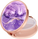 Rouidr Pill Box, 3 Compartment Medicine Pill Case, Small Metal Travel Medicine Box per Purse & Pocket, Rose Gold, Purple Marble
