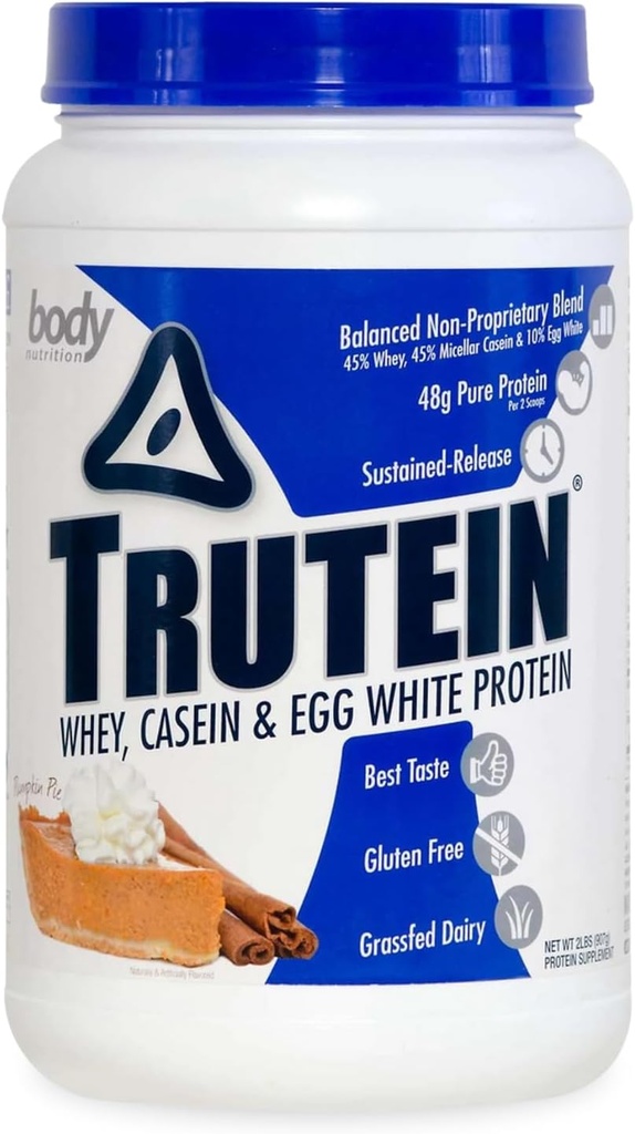 Polvere di proteine: 45% Whey, 45% Casein, 10% Egg White, Gluten-Free, Basso Sodio, Polvere di proteine di siero di erba, Gym Supplement & Breakfast Shake, Torta di zucca, 2lb