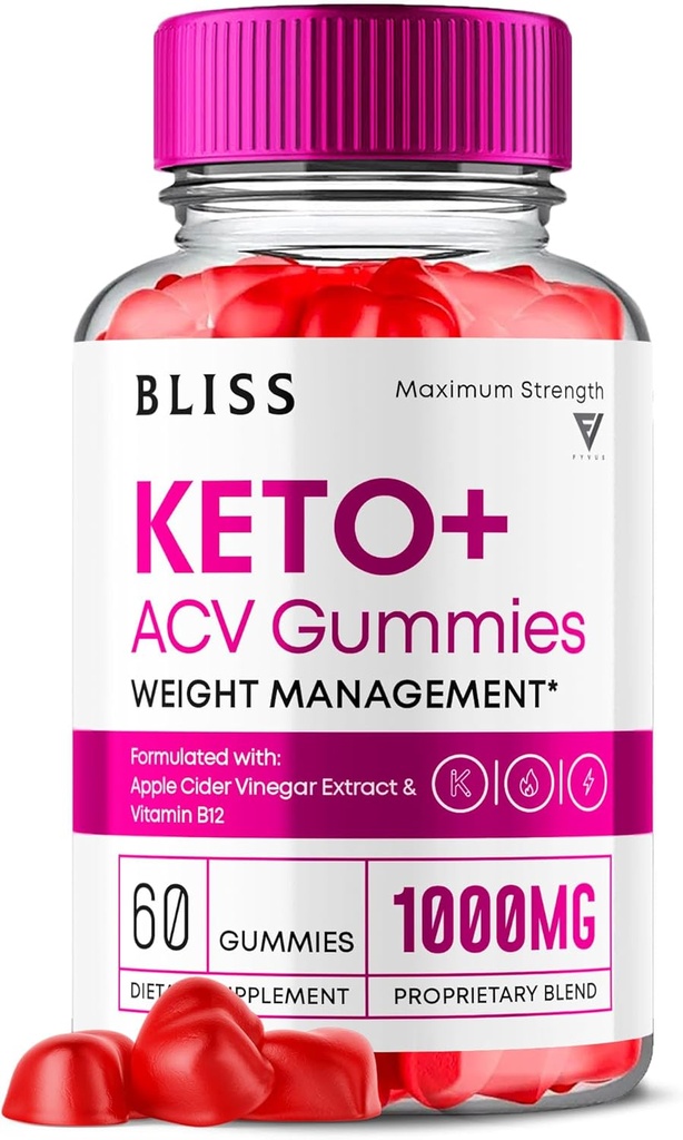 Bliss Keto ACV Gummies Supporto avanzato, Bliss Keto Gummies, Keto Bliss Massima Forza Keto+ ACV Aceto di Mele Folate Supplemento di vitamina, Blissketo Keto+ACV 1000MG Acido Folico (60 Gummies)