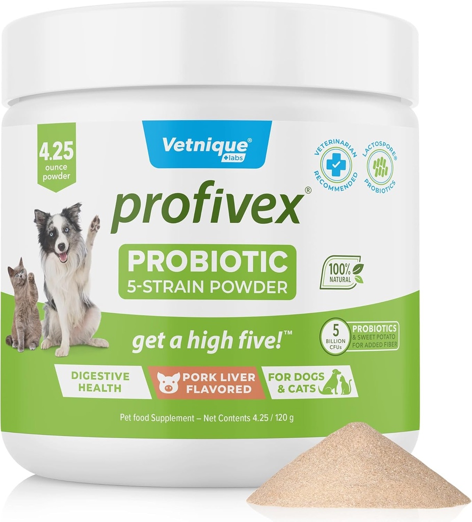 Probiotici Profivex per cani Tutte le Chews & Polvere di Cane Naturale per la Salute Digestiva Integratori Probiotici per Cani 5 Straini di Probiotici & Prebiotici (Powder, 4.25oz)