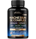 Magnesio Supplemento - 5 in 1 Complesso | Glycinate | Citrate | Malate | Taurate | Oxide - Made in USA - Stress, Muscle & Heart Support - Vegan, Natural, Non-GMO - 180 capsule, 2 mesi di fornitura
