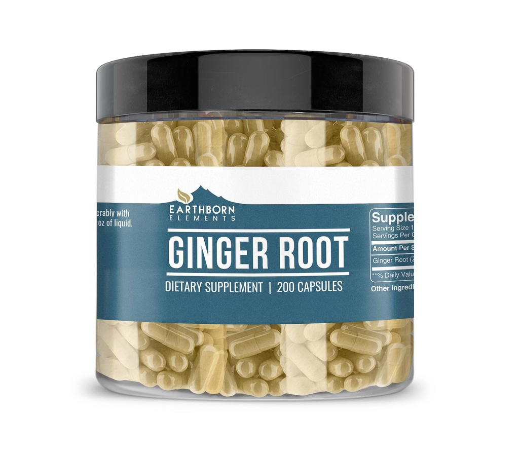 Elementi terrestri Ginger Root (200 capsule) Pure & Undiluted, No Additivi