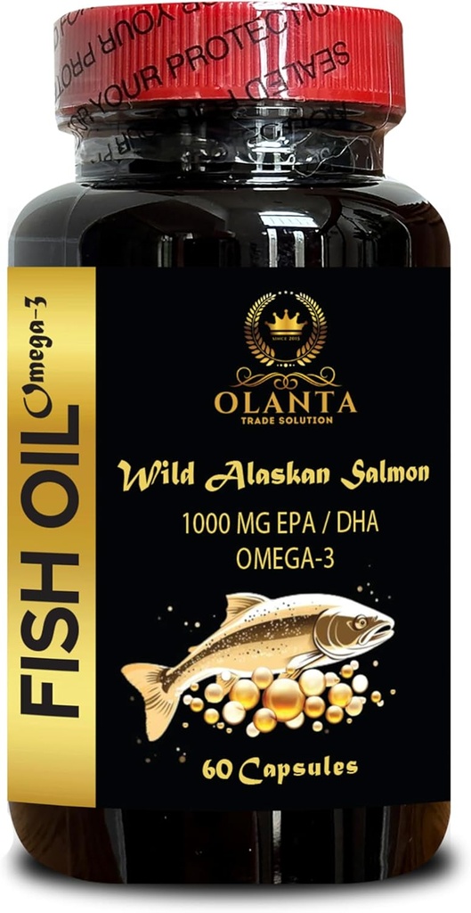 Omega 3 Fish Oil - Sorgente Omega 3 supplemento, Wild-Caught Fish Oil, Organic Omega 3 Fatty Supplements frutteto 1 bottiglia 60 capsule