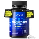 Magnesio 7 supplemento complesso Avanzato con glicinato Citrato Malato Chelato Taurate Orotate Aspartato, Capsule con zinco, Vitamina D3 & B6 per il sonno, Muscolo sollievo, 60 capsule