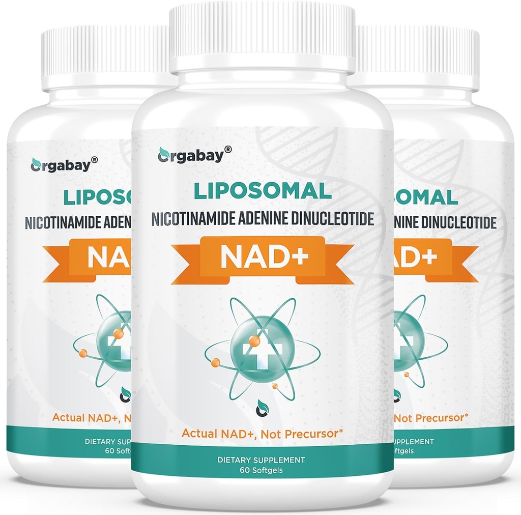 Orgabay Liposomal NAD+ Supplemento 500 mg, ad alto assorbimento, Boost NAD+ con TMG 250 mg, NAD effettivo più efficiente di Nicotinamide Riboside, Support Cellular Energy, Affinamento sano | 180 Softgels