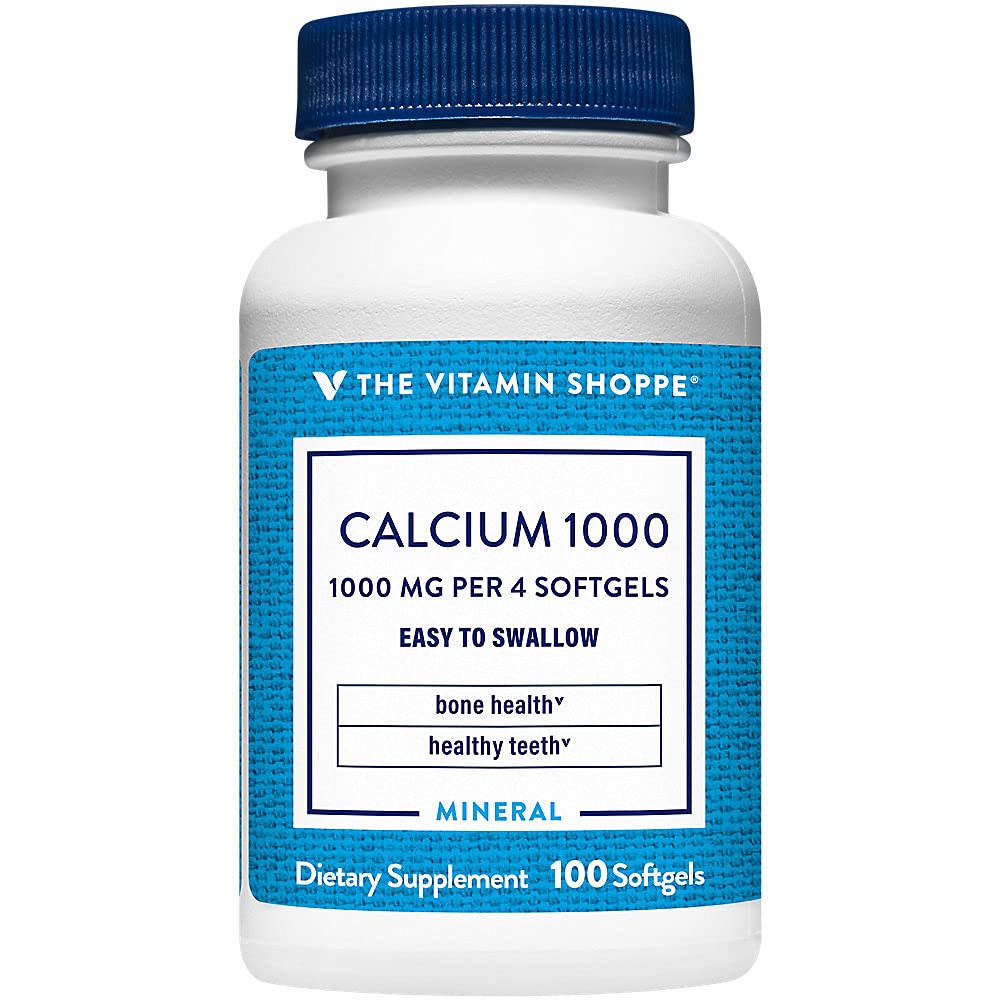 La vitamina Shoppe Calcium 1.000MG, Easy to Swallow Softgels, supporta Bone & Teeth con 400IU di vitamina D (100 Softgels)