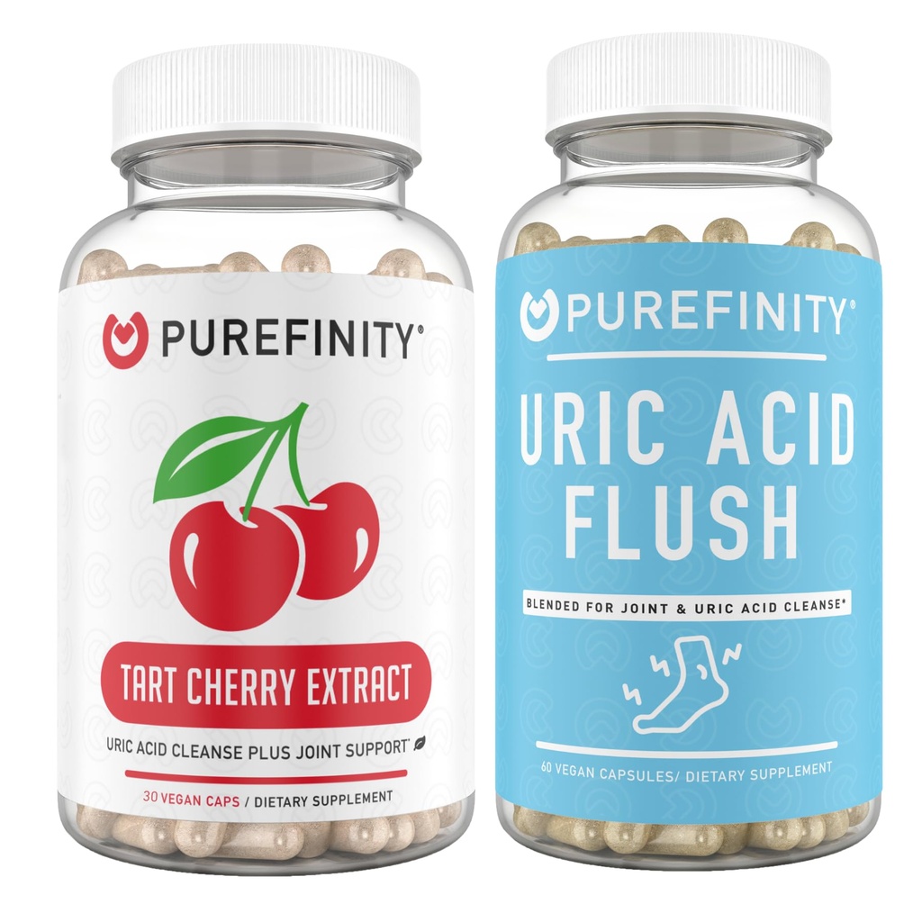 PUREFINITY Tart Cherry Extract Capsule + Uric Acid Flush Capsule Bundle