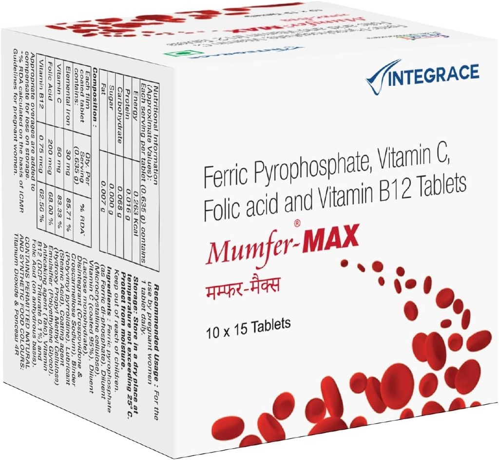 Nutranix TNA 150 Compresse | Ferro, Integratore acido folico, Vitamina C & Vitamin-B12 | ed Energia