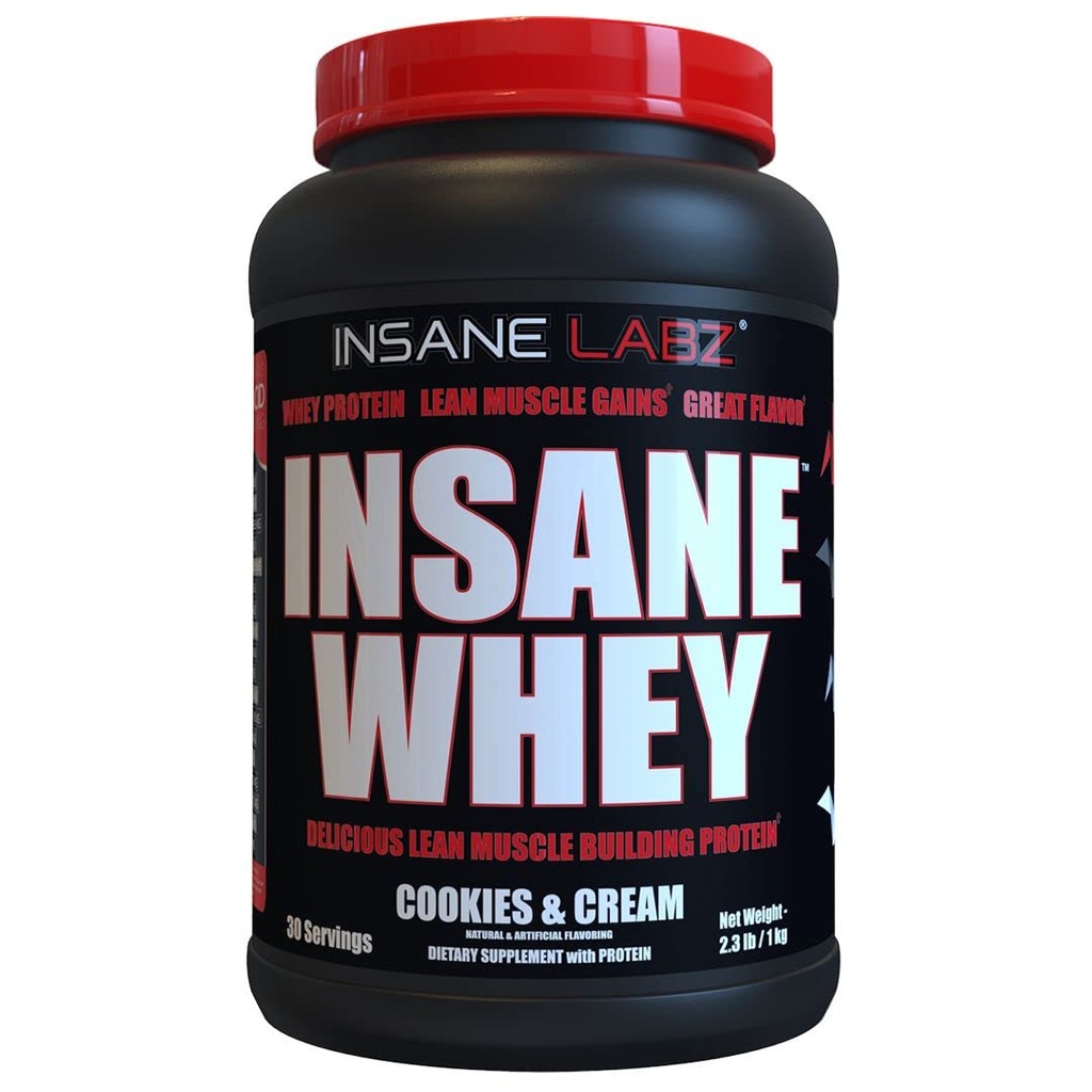 Insane Labz Insane Whey,100% Muscle Building Whey Protein, BCAA Amino Profile, Mass Gainer, Meal Sostituzione (Cookies & Cream, 30 Servings)
