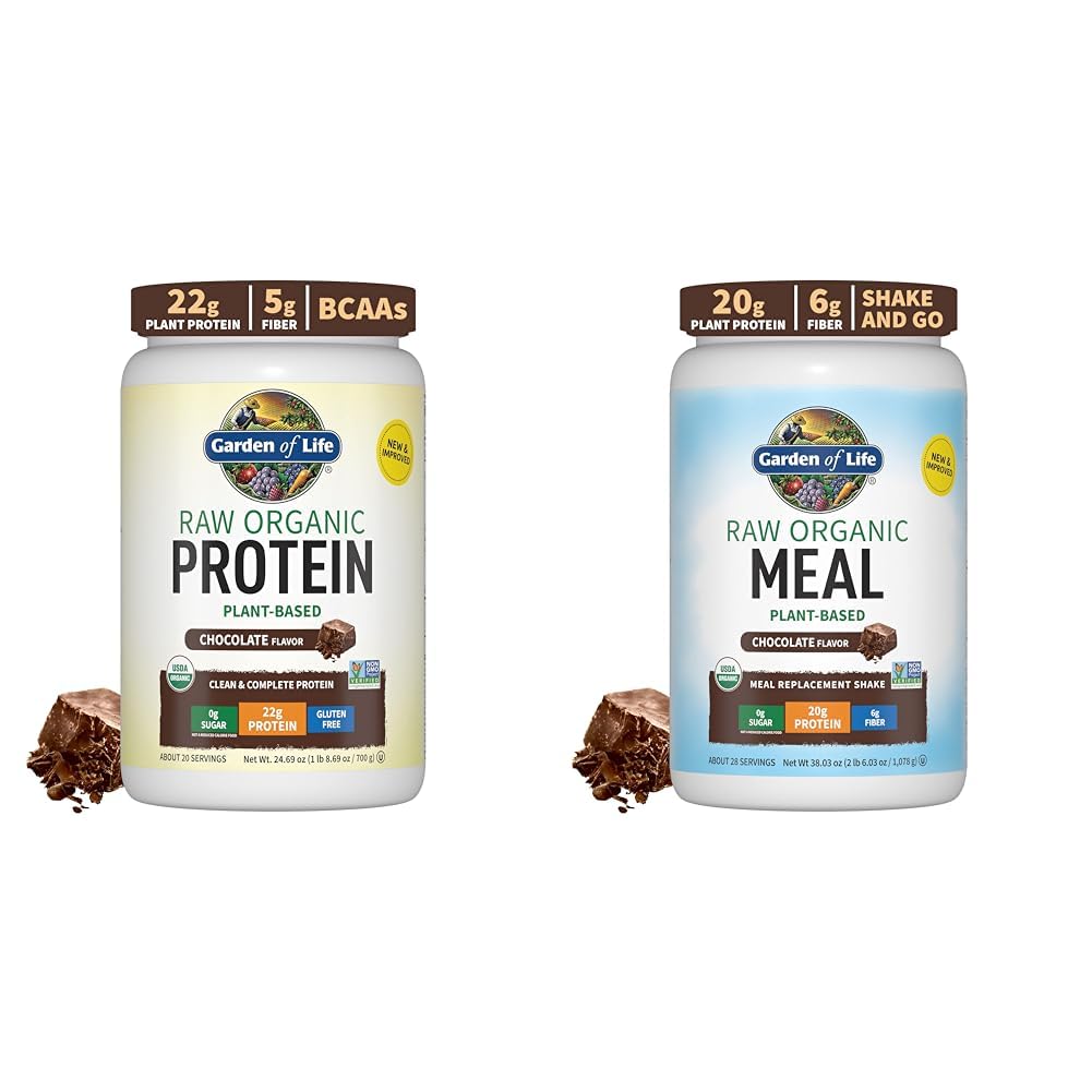 Giardino della vita Organico Vegan Chocolate Protein Polvere cruda Organic Meal Sostituzione Shakes - Cioccolato vegetale Vegan Protein Powder