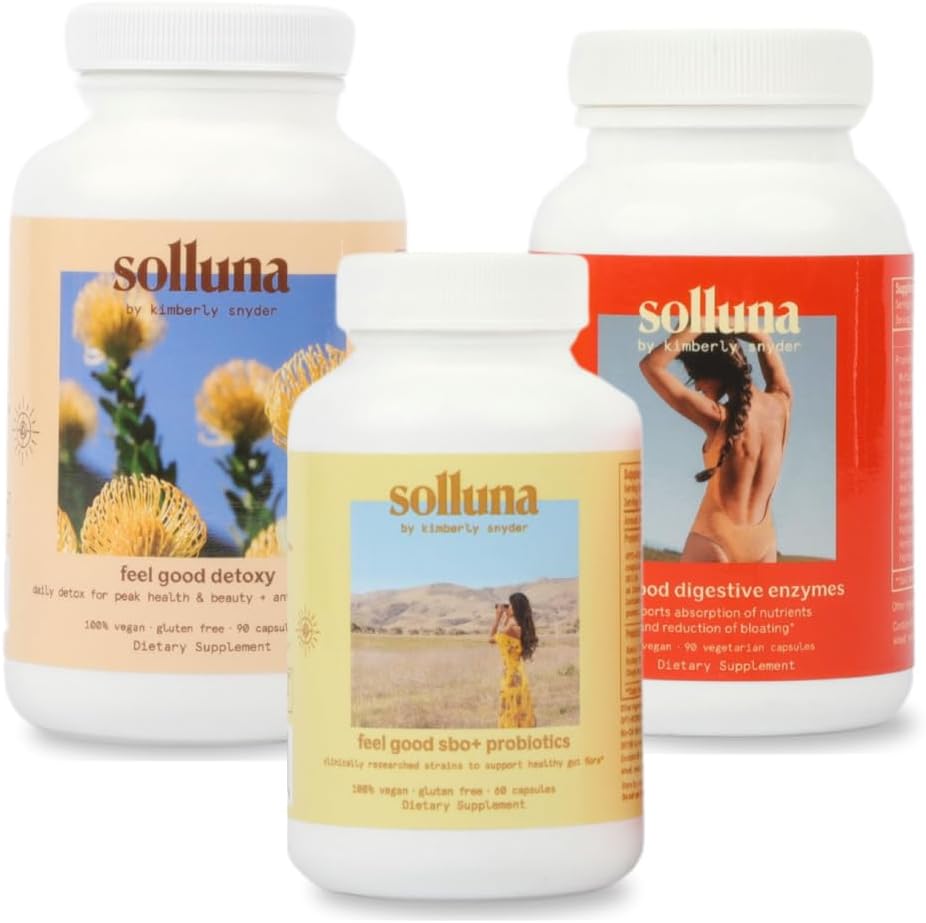 Solluna di Kimberly Snyder Digestive Starter Kit — Enzimi Digestivi + Probiotici SBO (con Prebiotici e Postbiotici) + Pulitore Colon Vegan Friendly & Non-OGM