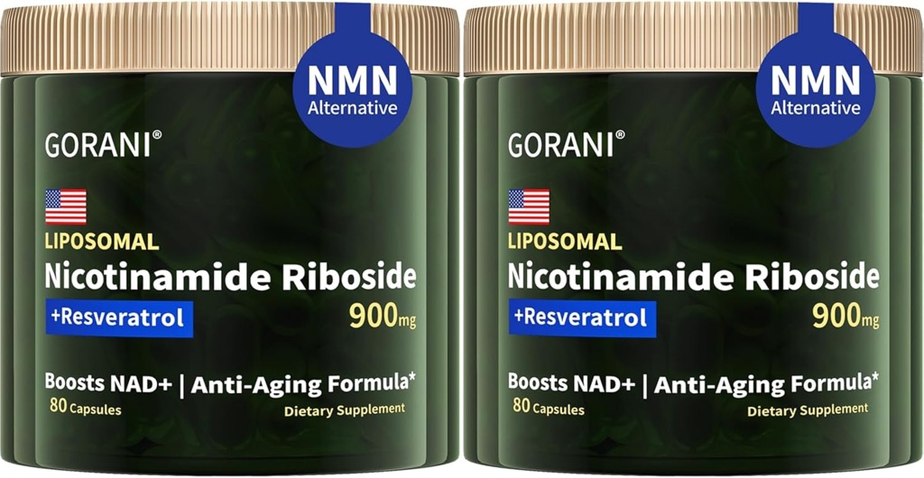 Gorani NAD+ Supplemento 900MG, Nicotinamide Riboside, Resveratrolo Liposomico, Quercetina (2)