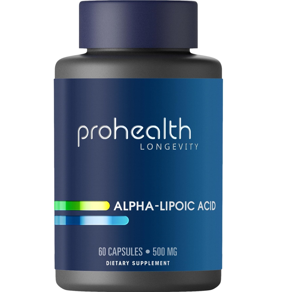 ProHealth Alpha Lipoic Acid High Potency 1000mg promuove il metabolismo, la pelle più giovane e l'energia cellulare. Combatte la fame e la nebbia del cervello. Protegge il cuore, il cervello e la salute del fegato. 30 Serve.