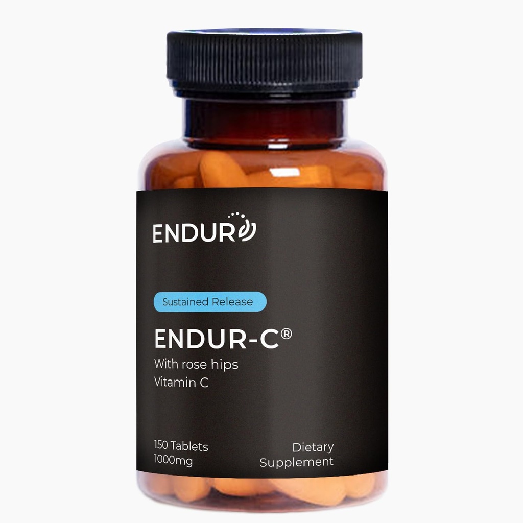 Endur ENDUR-C Vitamina C con Hips Rosa, Supporta la produzione di collagene, Protezione antiossidante & digestione delicata, Senza glutine, 1000mg (150 compresse)