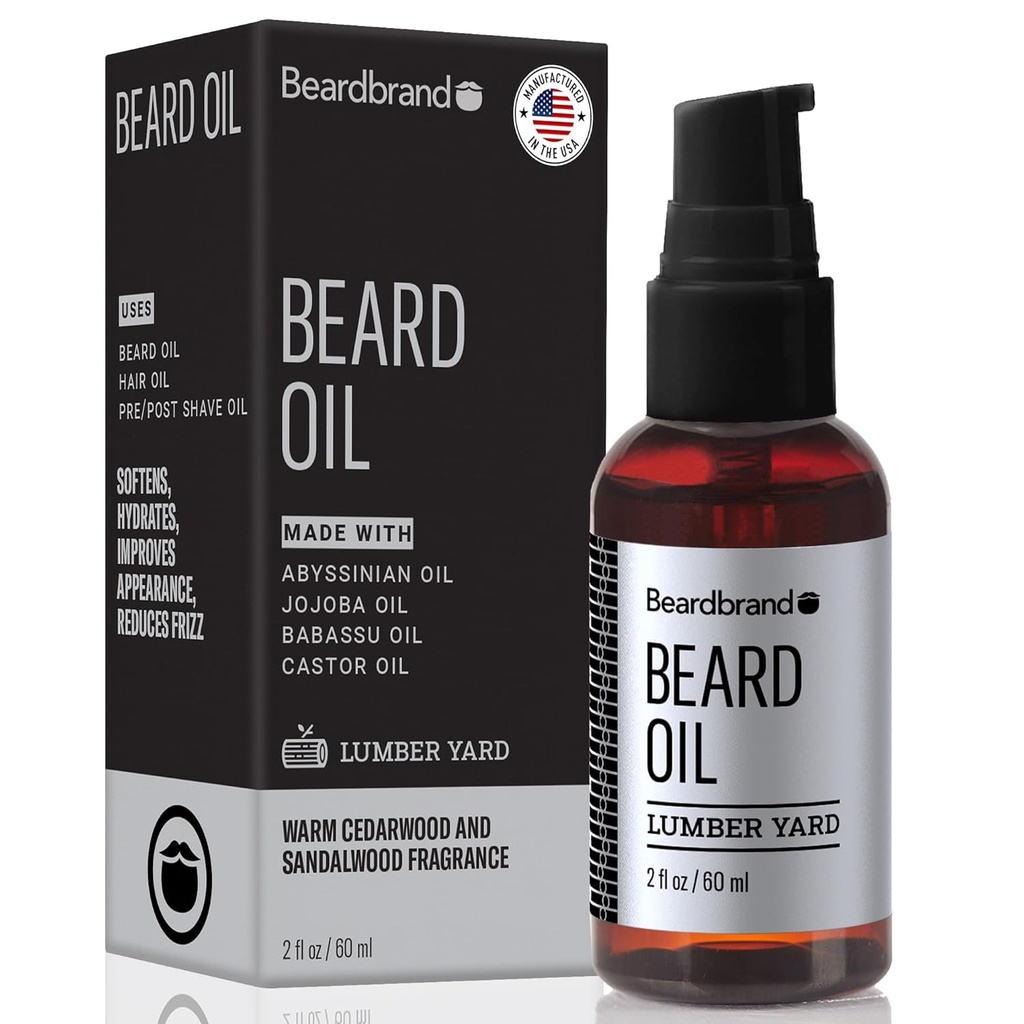 Beardbrand Beard olio per gli uomini con Jojoba & Vitamina E – Softens Stubble, Condizioni Skin & promuove la crescita del cuscinetto | Sandalwood & Cedar Oil Scent | 2 fl oz