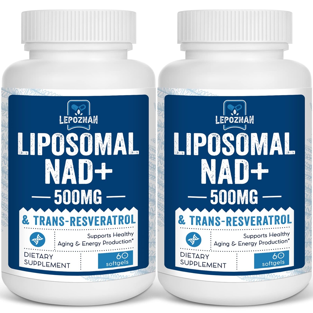 Liposomal NAD+ 500 mg + Trans-Resveratrolo 300 mg, Assorbimento Superiore,True NAD Supplement Efficiente Di NMN,Nicotinamide Riboside per Metabolismo Energetico Cellulare & DNA Repair,Healthy Aging,120 Softgels