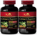 Calcium e Magnesio Supplemento per le donne - Calcium Magnesium Complex con vitamina D e Boron - Polvere di recupero muscolare post allenamento, calcio magnesio, Boron Organic - 2 bottiglie 120 capsule