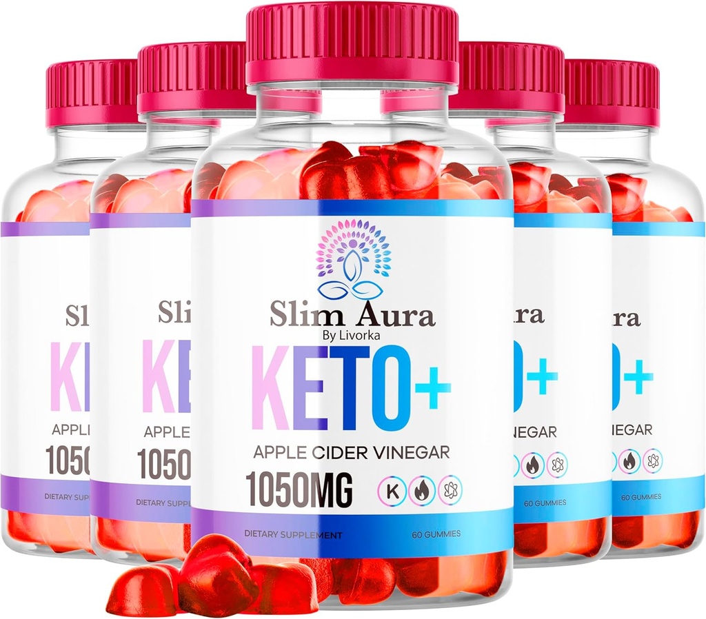 (5 Pack) Slim Aura Keto ACV Gummies - Official Slim Aura Keto Plus Aceto di Sidro di Mele 1050MG Advanced Formula Gummys, All Natural Premium Formula, Slimaura Gomitas Recensioni, 300 Gummies per 5 Mesi